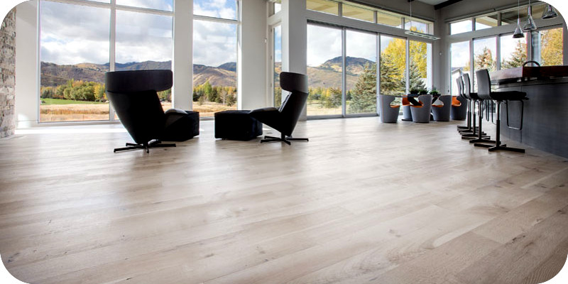 Pallmann Wood Floor Products used in a open floor plan residents with mountain views